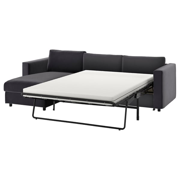 VIMLE cover for 3-seat sofa-bed, with chaise longue/Djuparp dark grey