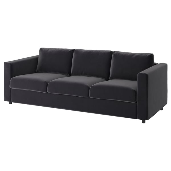 VIMLE cover for 3-seat sofa-bed, Djuparp dark grey