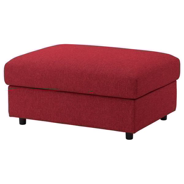 VIMLE cover for footstool with storage, Lejde red/brown
