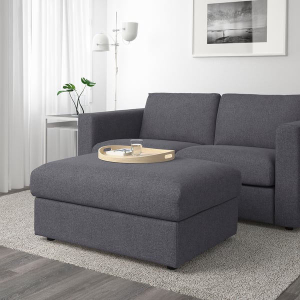 VIMLE footstool with storage, Gunnared medium grey, 98x73 cm