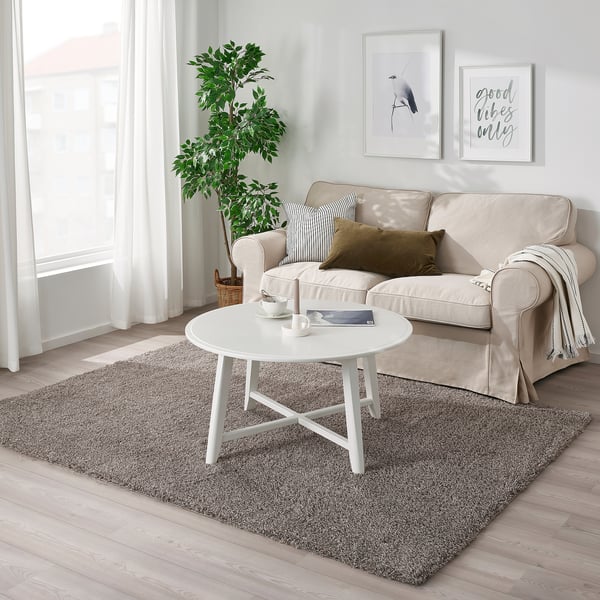 VINDEBÄK rug, high pile, light beige, 34 mmx160 cm