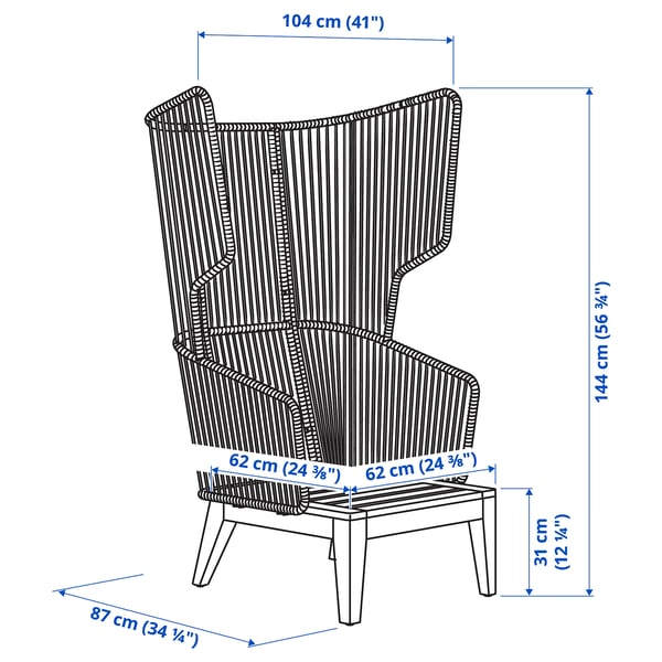 VINGSÖN wing chair, in/outdoor, grey, 62x144x87 cm