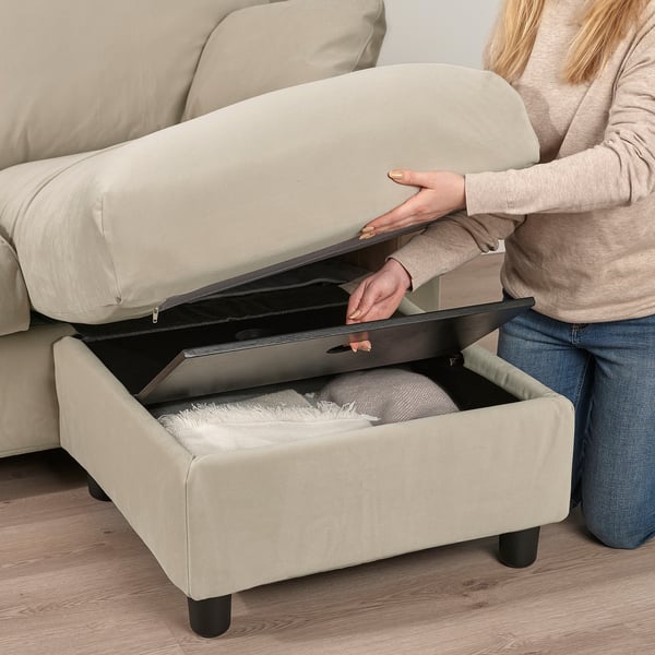 VINLIDEN 3-seat sofa with chaise longue, Hakebo beige, 209x59x162 cm