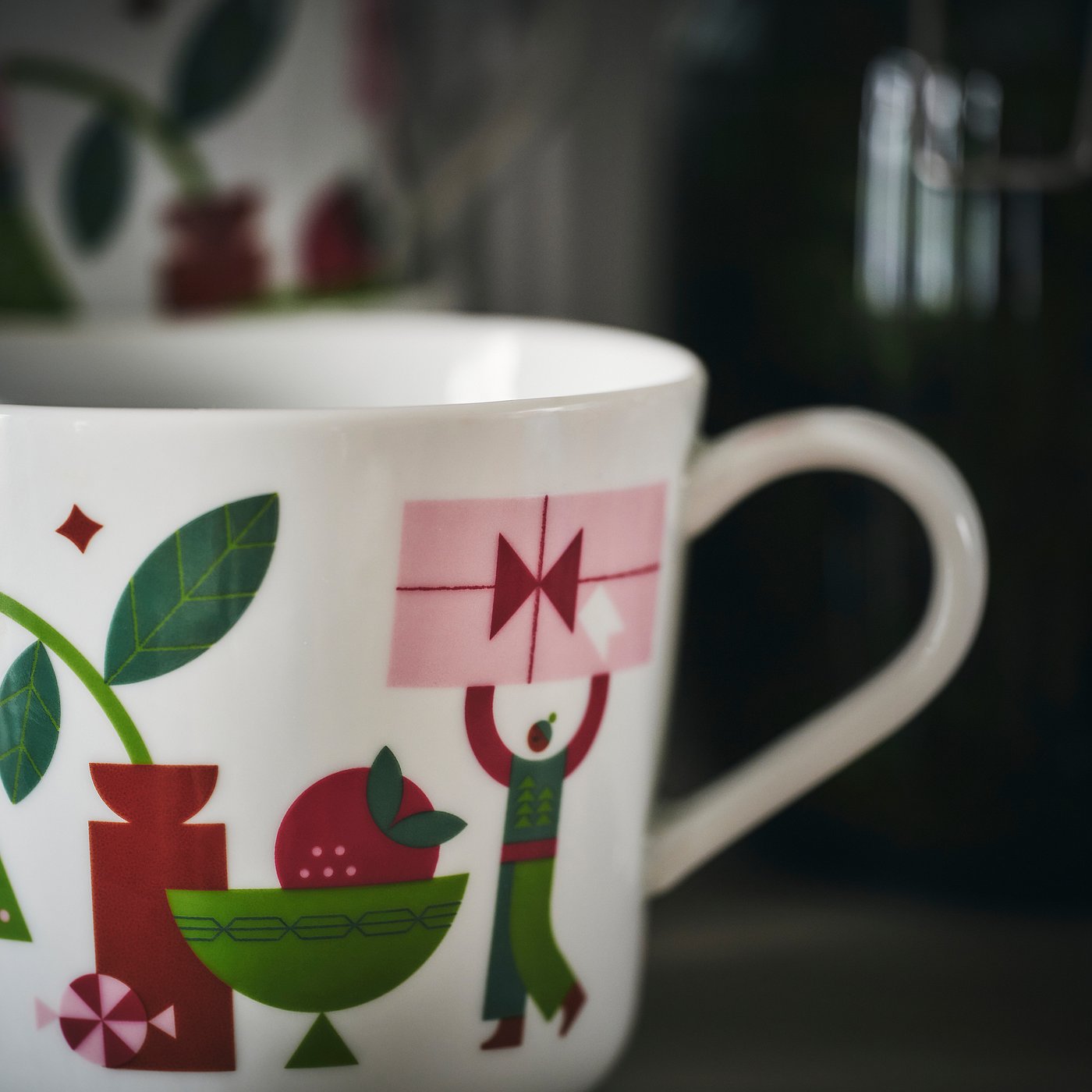 VINTERFINT mug, white/Christmas pattern