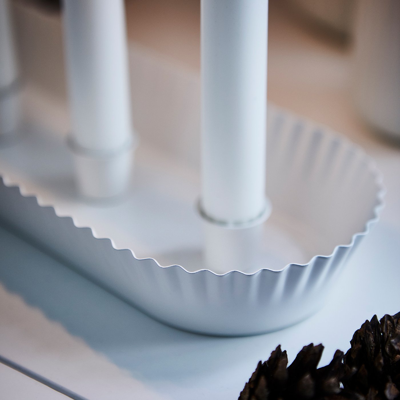 VINTERFINT candlestick, for 4 candles white, 34x12 cm