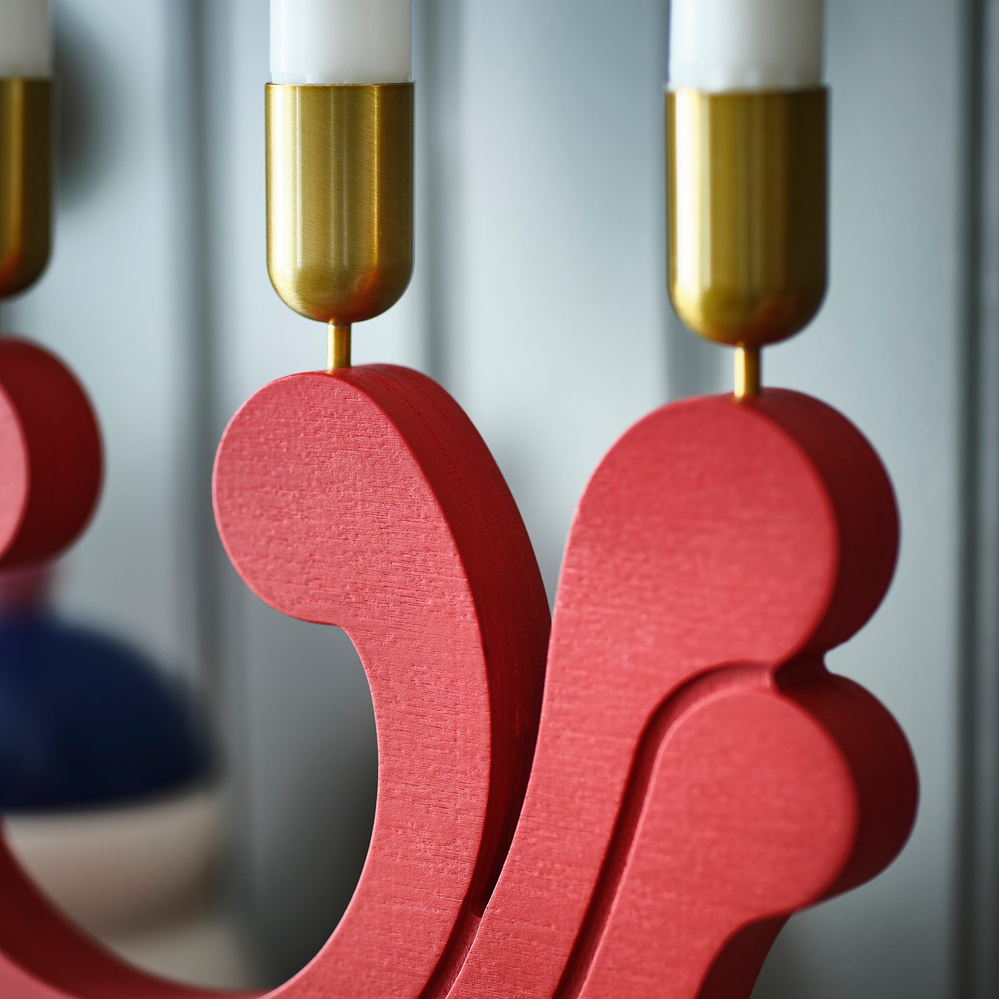 VINTERFINT candlestick, for 4 candles red, 14.5 cm