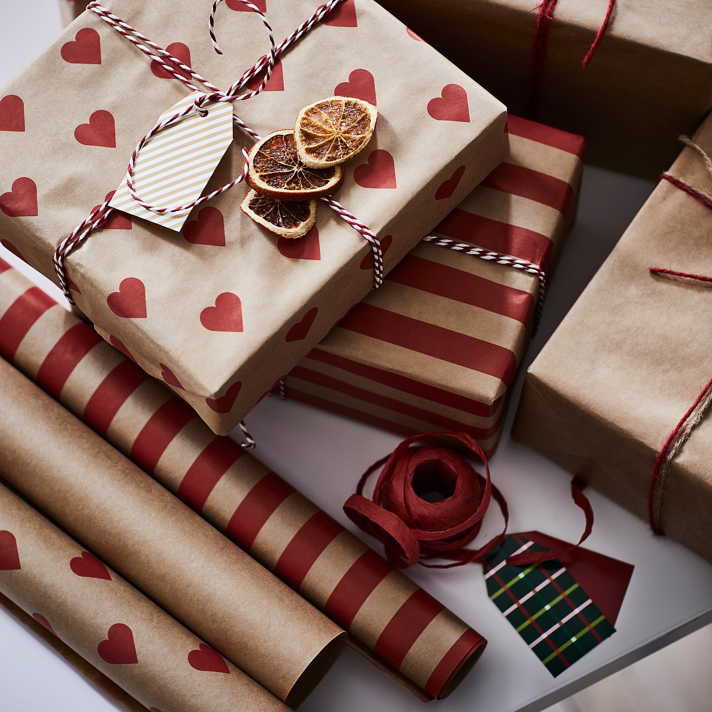 VINTERFINT gift wrap roll, mixed patterns brown/red, 9 mx0.7 m cm