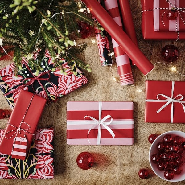 Ikea VINTERFINT - Gift wrap roll, mixed patterns pink, 3x0.7 m/2.10 m²