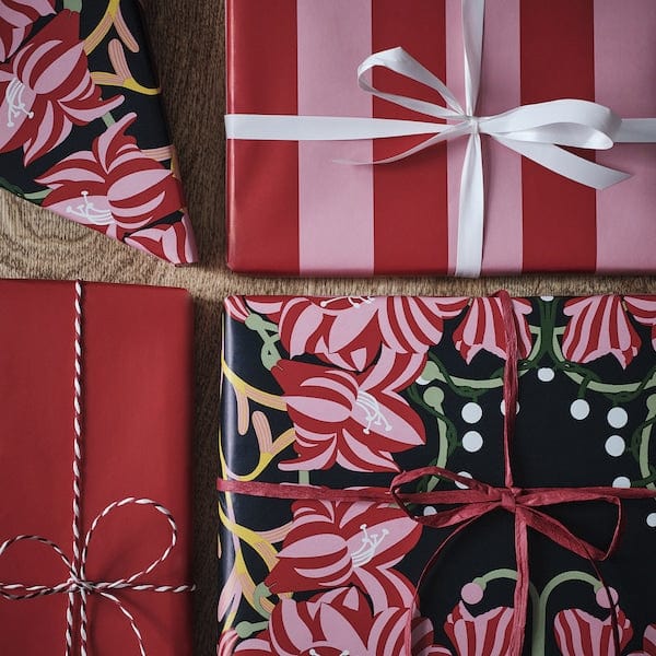 Ikea VINTERFINT - Gift wrap roll, mixed patterns pink, 3x0.7 m/2.10 m²