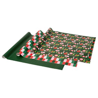 VINTERFINT gift wrap roll, mixed patterns green/red, 3x0.7 m/2.10 m²