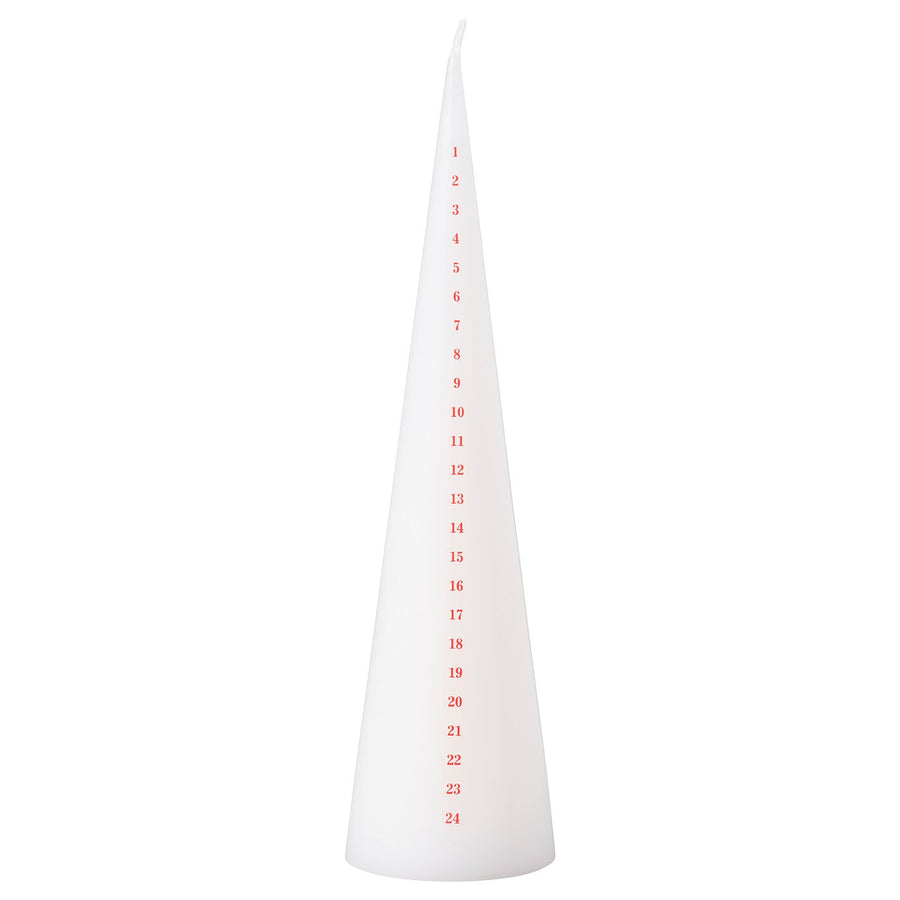 VINTERFINT unscented pillar candle, calendar white/red, 25 cm