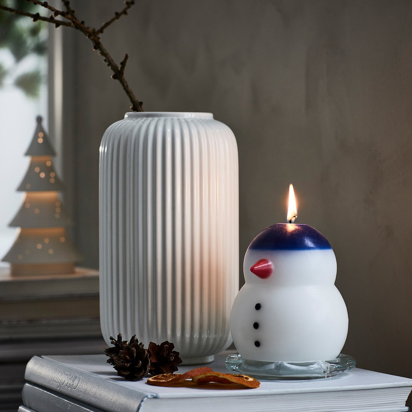 VINTERFINT unscented pillar candle, snowman white, 10 cm