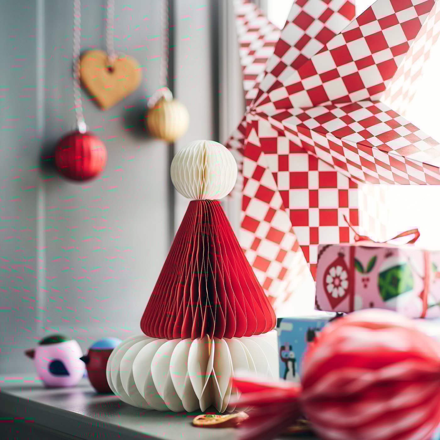 VINTERFINT decoration, Santa Claus hat red/white, 23 cm