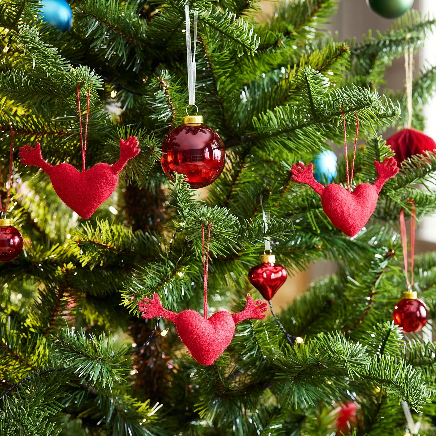 VINTERFINT tree ornament, heart-shaped red
