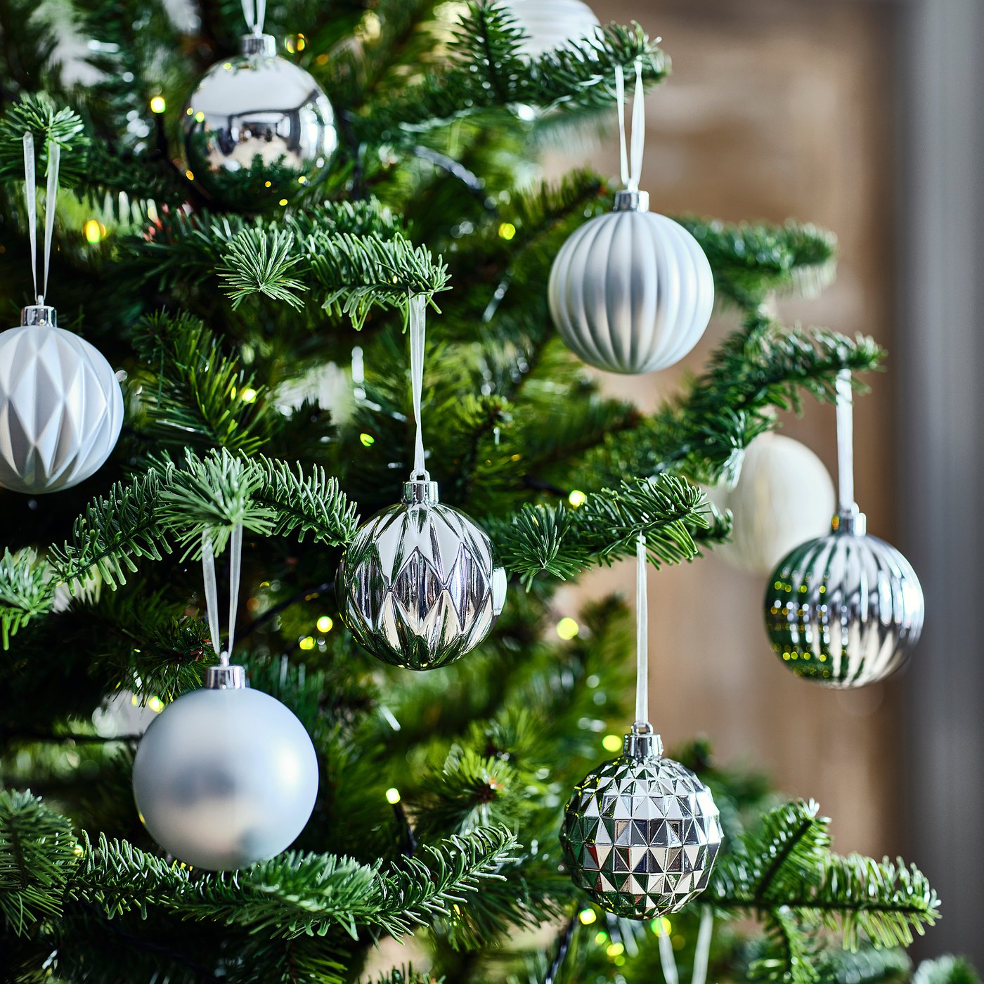 VINTERFINT tree ornament, bauble silver-colour, 7 cm