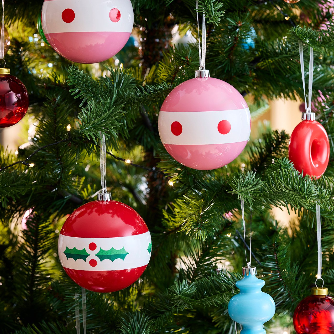 VINTERFINT tree ornament, bauble mixed patterns/mixed colours, 10 cm