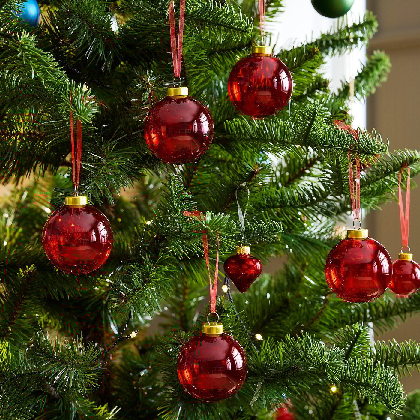 VINTERFINT tree ornament, bauble glass/red, 6 cm