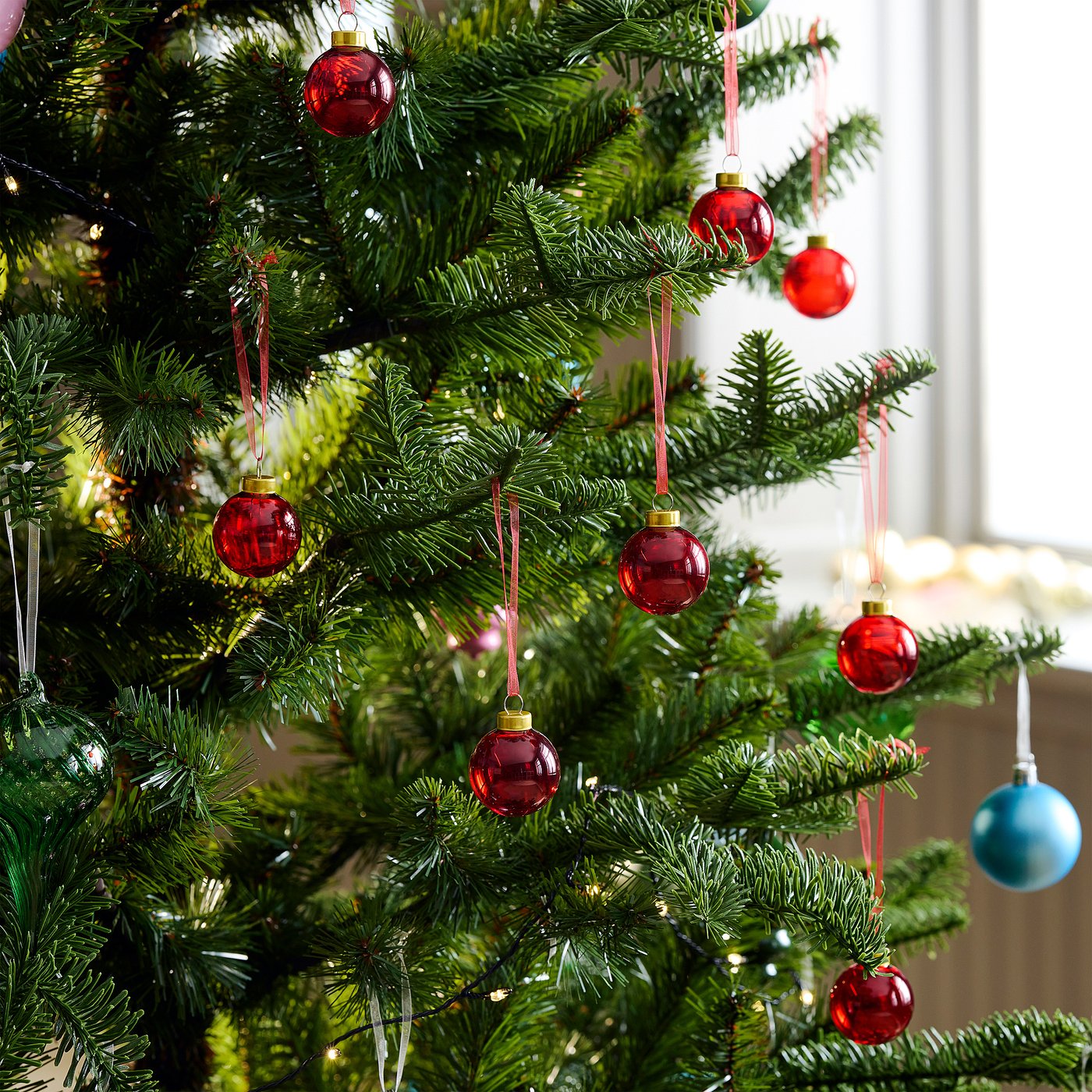 VINTERFINT tree ornament, bauble glass/red, 3.5 cm