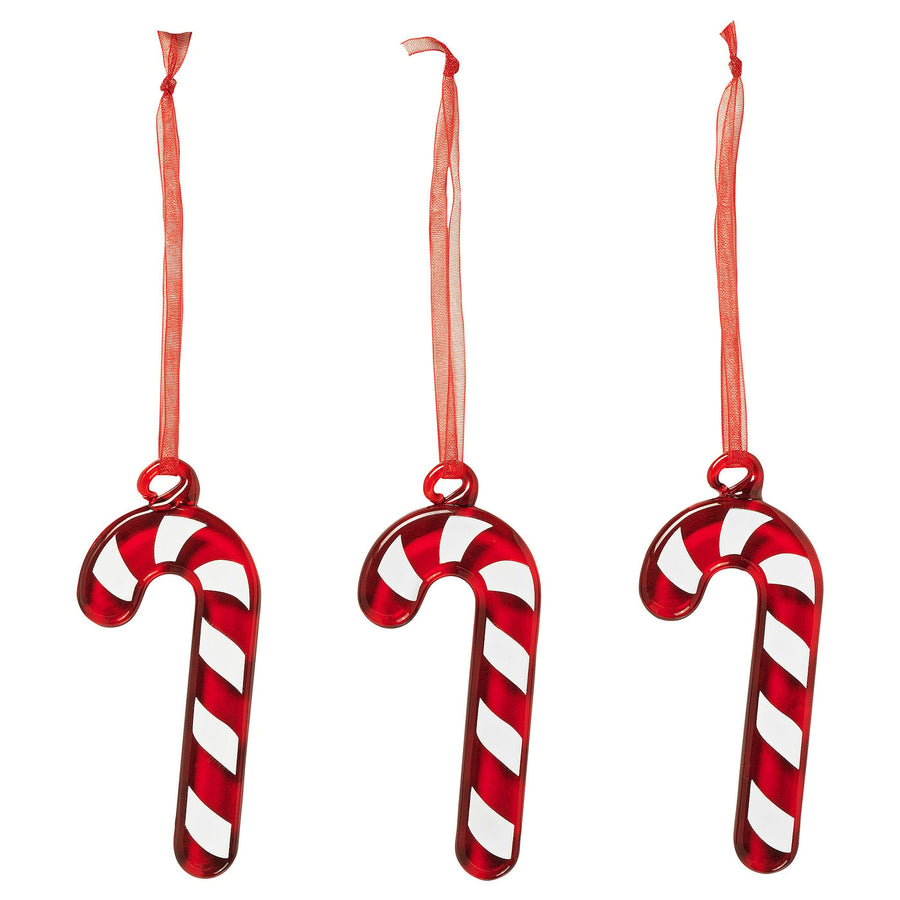 VINTERFINT tree ornament, glass/candy cane red/white, 8 cm, 3 pack