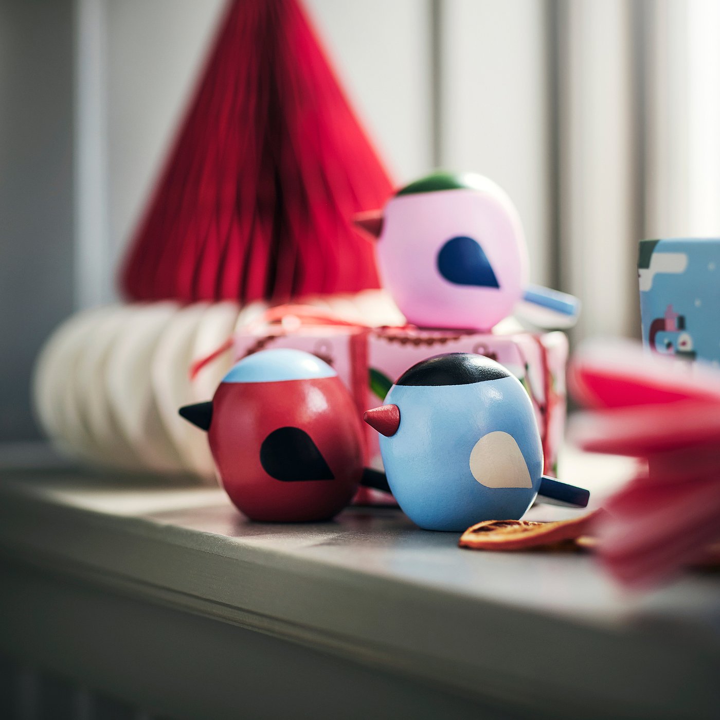 VINTERFINT decoration, bird mixed colours, 6 cm