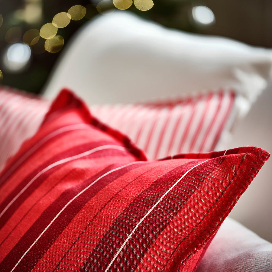 VINTERFINT cushion cover, striped red, 50x50 cm