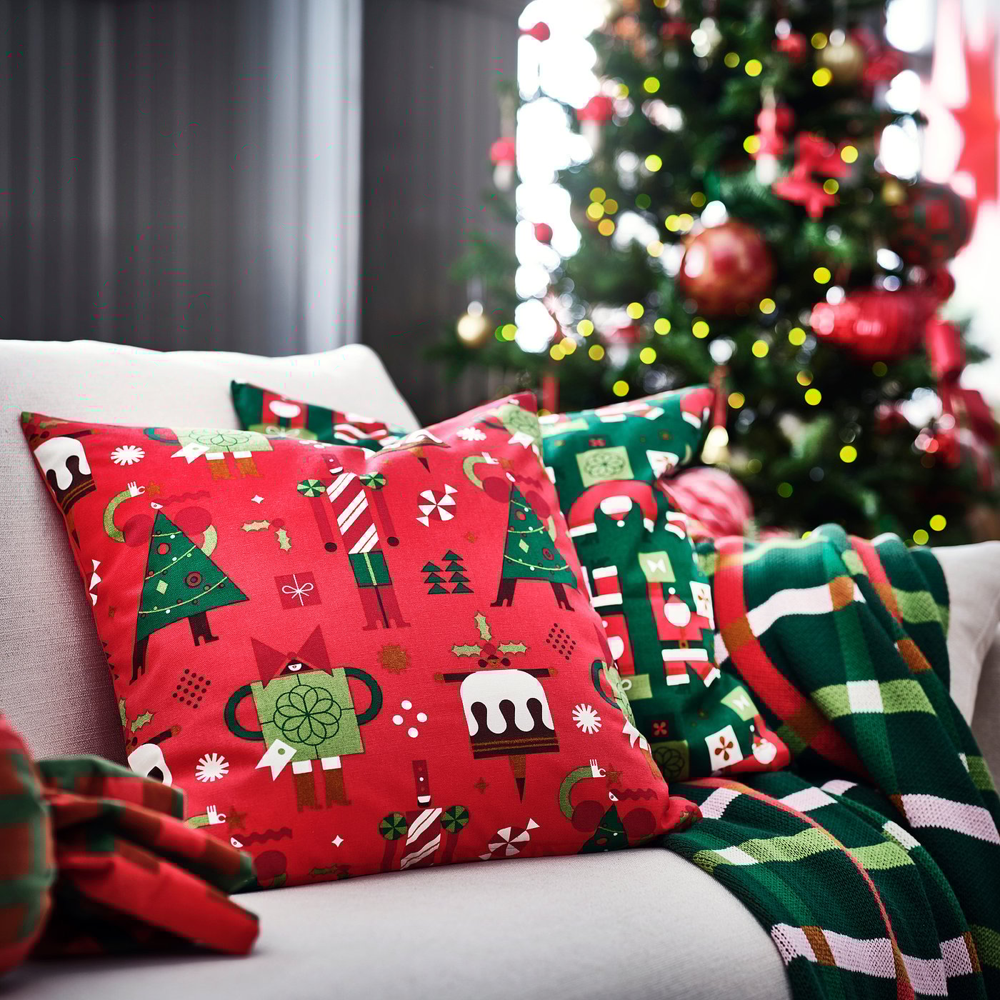 VINTERFINT cushion cover, Christmas pattern red, 50x50 cm