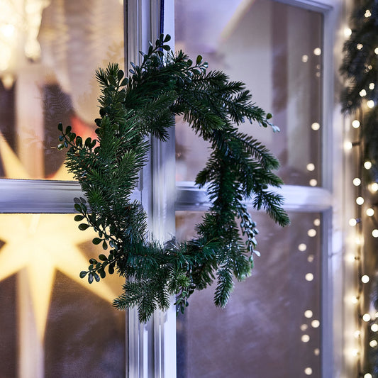 VINTERFINT artificial wreath, in/outdoor green, 45 cm