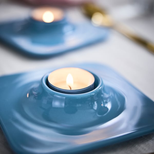 VINTERFINT tealight holder, light blue, 3 cm