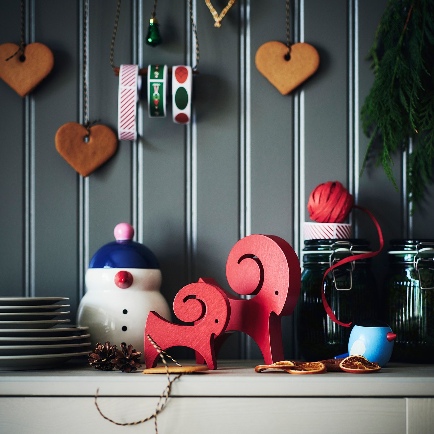 VINTERFINT decoration set of 2, goat red