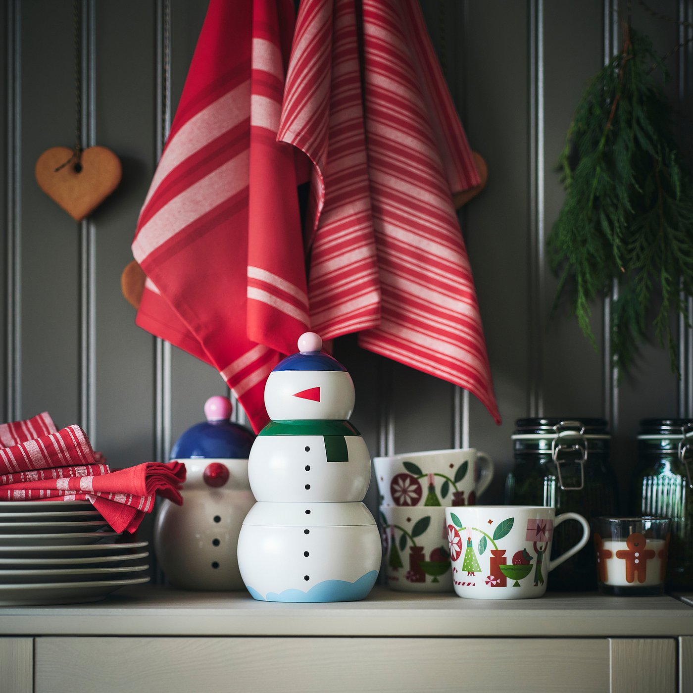 VINTERFINT tin with lid, set of 3, snowman