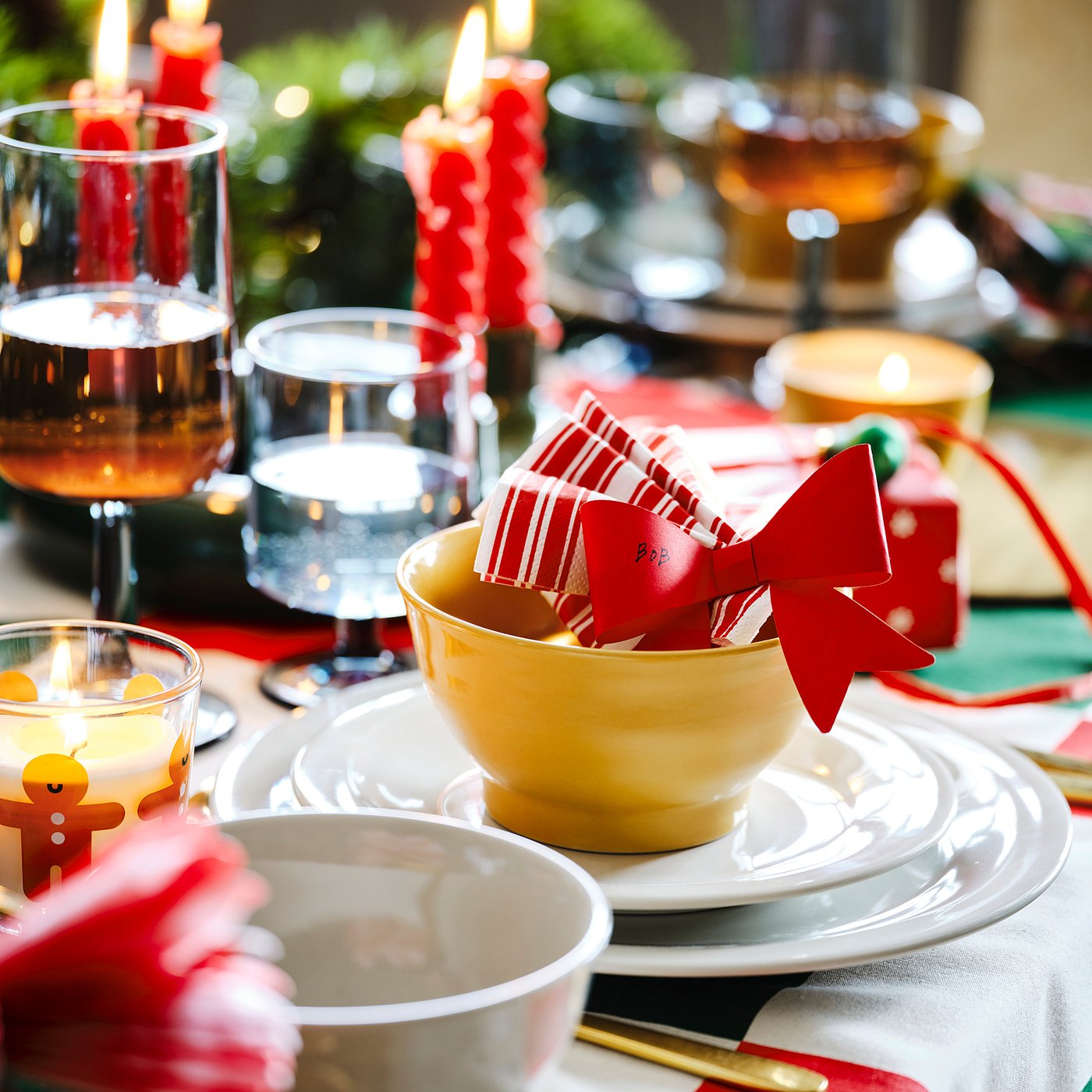 VINTERFINT tree ornament set of 8, bow red