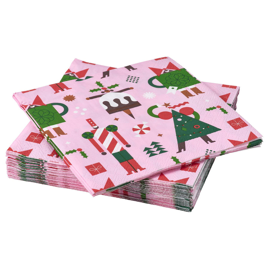 VINTERFINT paper napkin, mixed patterns pink, 33x33 cm, 30 pack