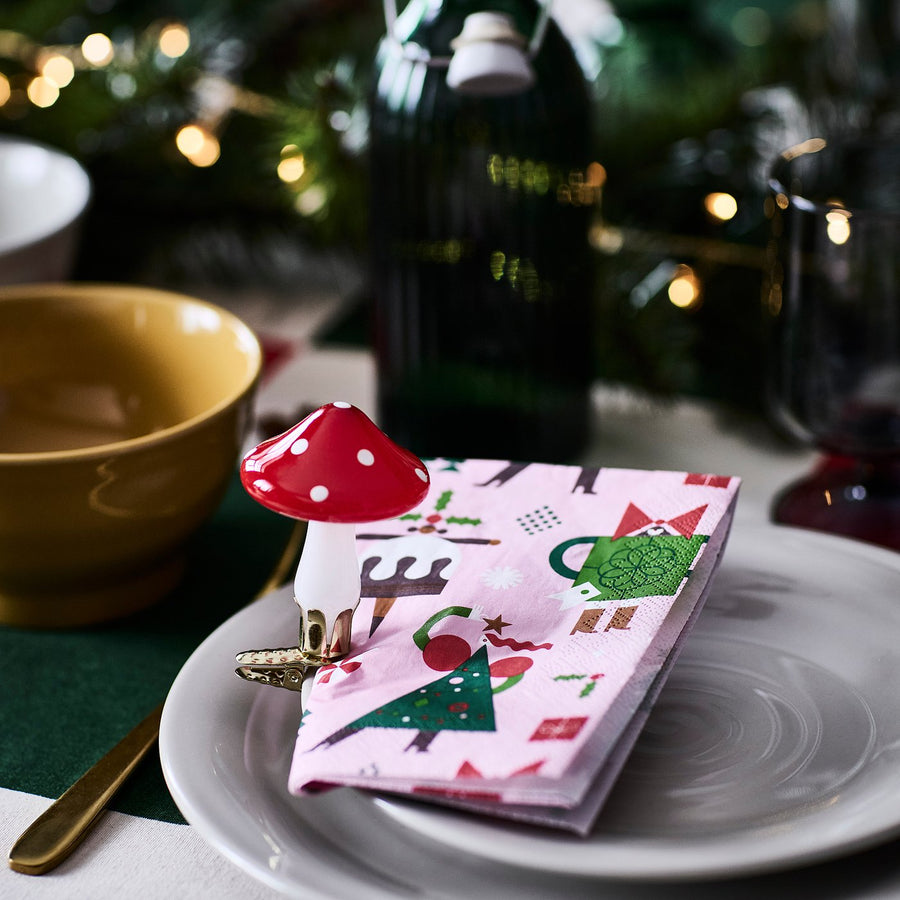 VINTERFINT paper napkin, mixed patterns pink, 33x33 cm, 30 pack