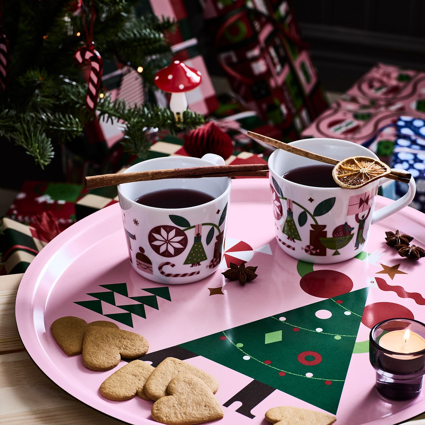 VINTERFINT tray, pink, 43 cm