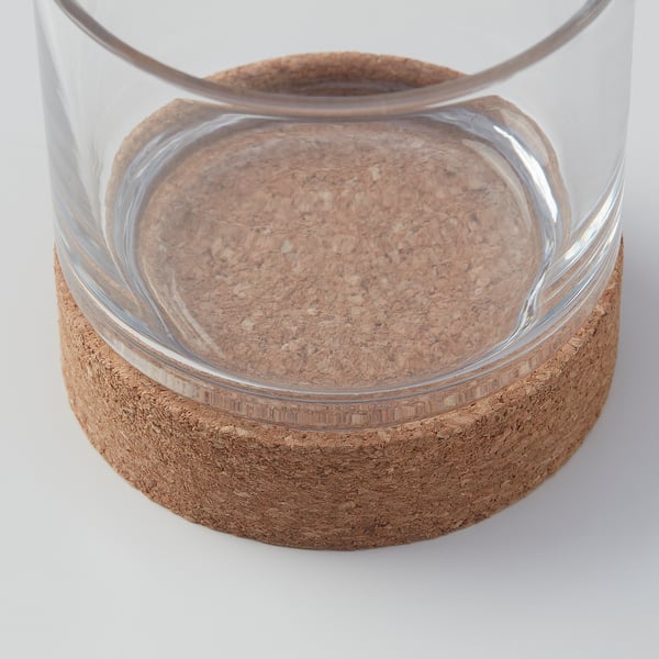 VINTERVÄDER tealight holder, glass/cork, 8 cm