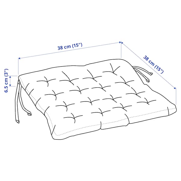 VIPPÄRT chair pad, dark grey, 38x38x6 cm