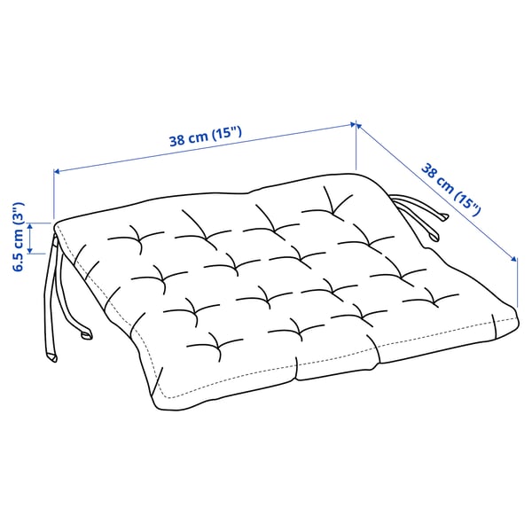 VIPPÄRT chair pad, dark grey, 38x38x6 cm