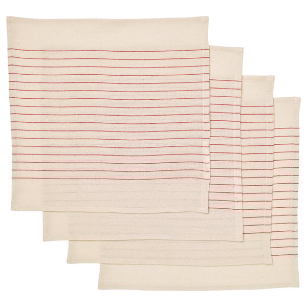 VIPPSTARR napkin, stripe pattern red/natural, 30x30 cm, 4 pack