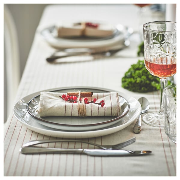 VIPPSTARR napkin, stripe pattern red/natural, 30x30 cm, 4 pack