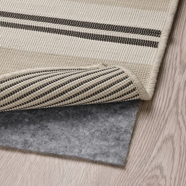 VIRKLUND rug flatwoven, in/outdoor, white/beige/dark grey, 150x80 cm