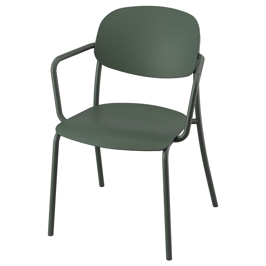 VISINGSÖ chair with armrests, outdoor/deep green, 60x83x53 cm