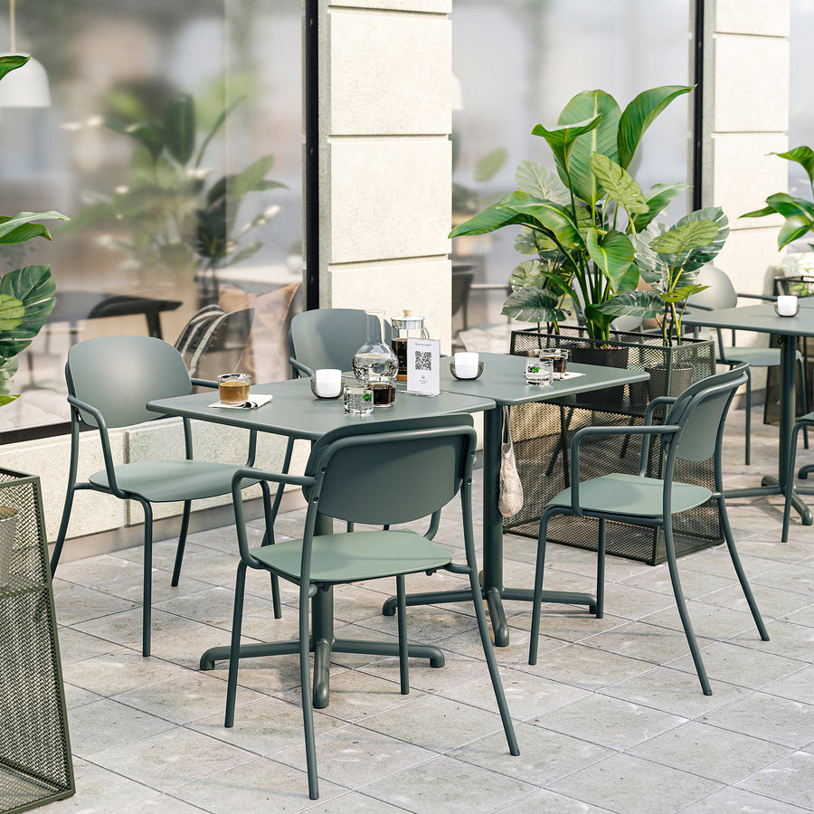VISINGSÖ / VISINGSÖ table and 2 chairs, outdoor deep green/deep green Kuddarna light grey-beige, 70x70 cm
