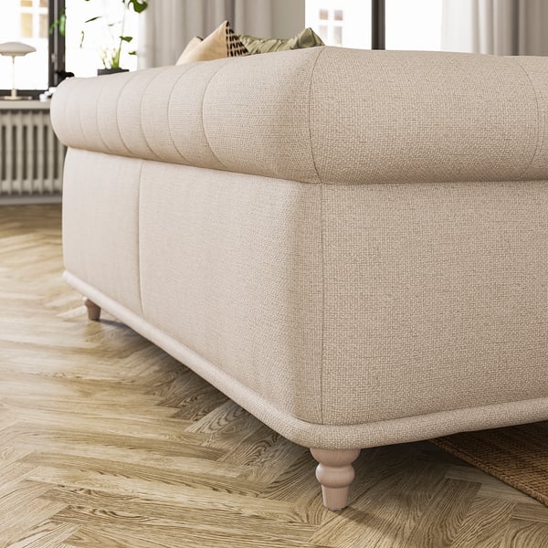 VISKAFORS 3-seat sofa, Lejde light beige/birch, 224x74x90 cm
