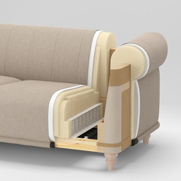 Ikea VISKAFORS 3-seater sofa, Lejde light beige/beech ,