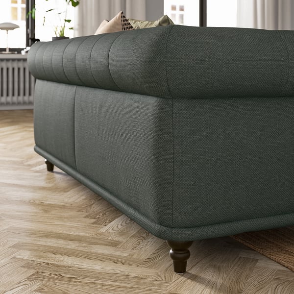 VISKAFORS 3-seat sofa, Lejde grey/green/brown, 224x74x90 cm