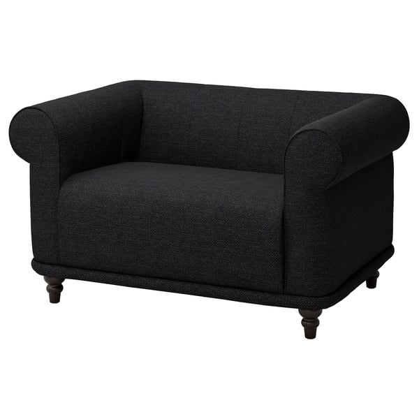 VISKAFORS 1,5-seat armchair, Lejde anthracite/brown, 134x74x90 cm