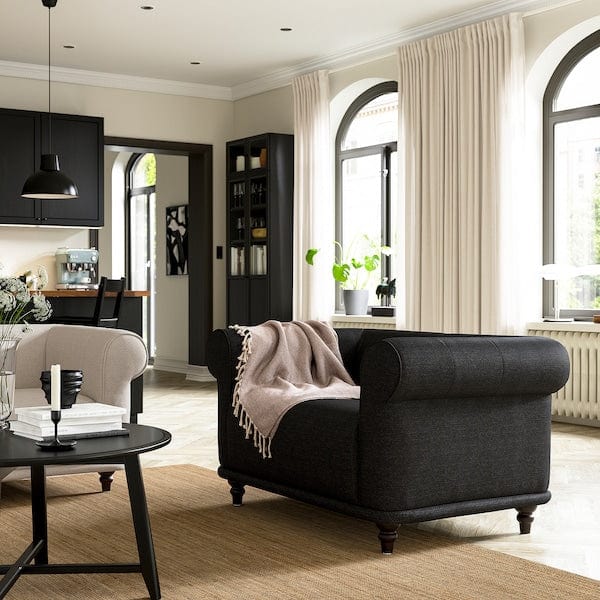 Ikea VISKAFORS - 1.5-seat armchair, Lejde anthracite/brown