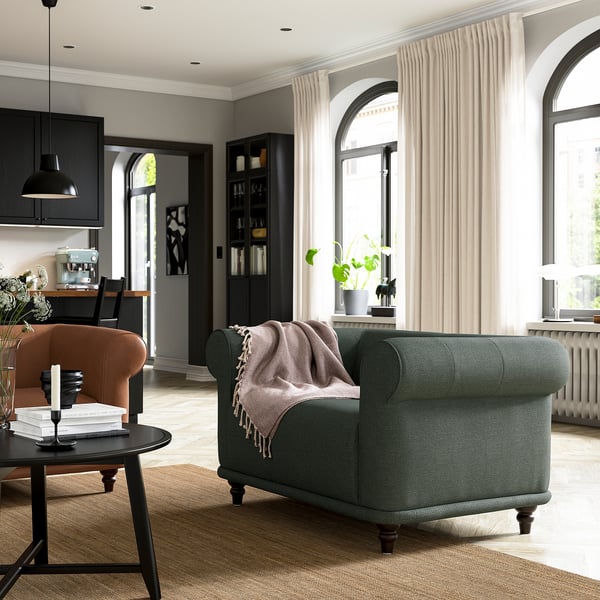 VISKAFORS 1,5-seat armchair, Lejde grey/green/brown