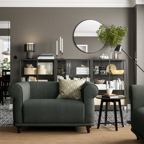 VISKAFORS 1,5-seat armchair, Lejde grey/green/brown