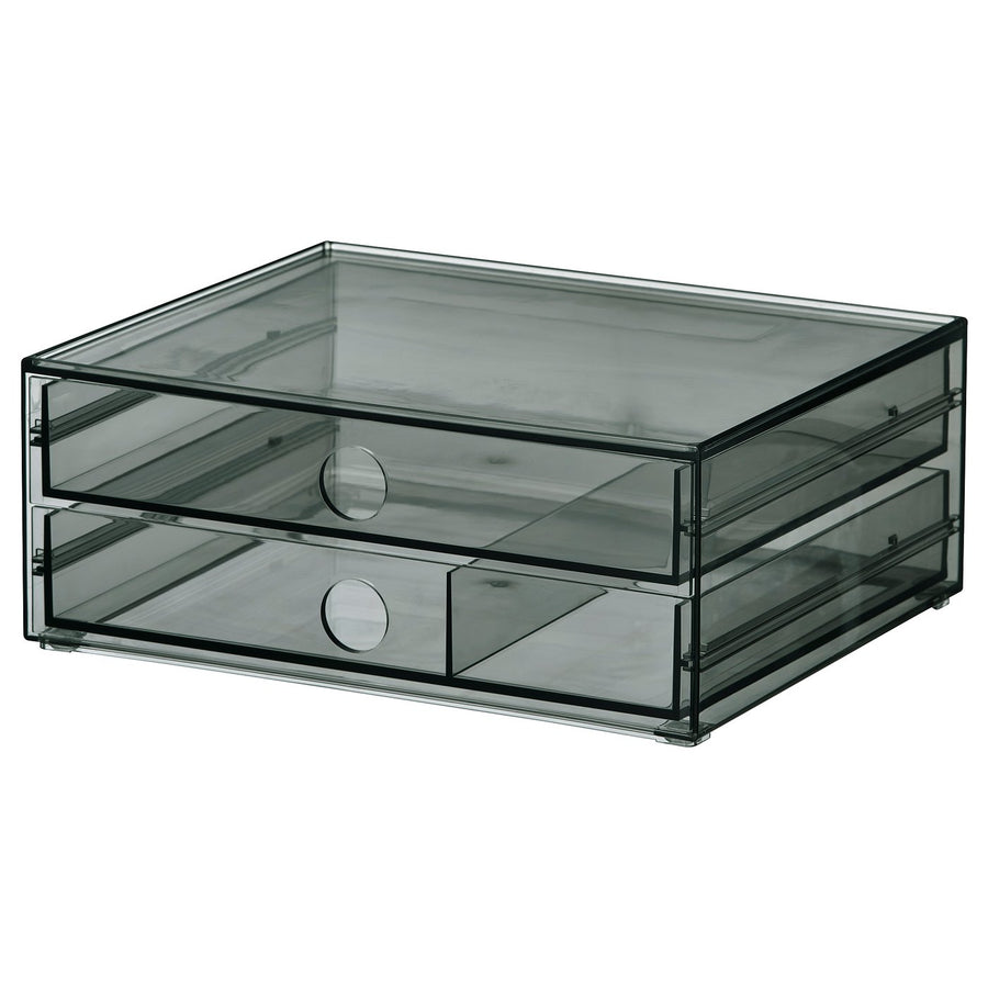 VISSLAÅN mini chest with 2 drawers, grey, 23x19x9 cm